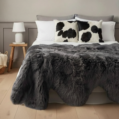 Sexto New Zealand Sheepskin, L180 x W150 cm, X-Large, Charcoal