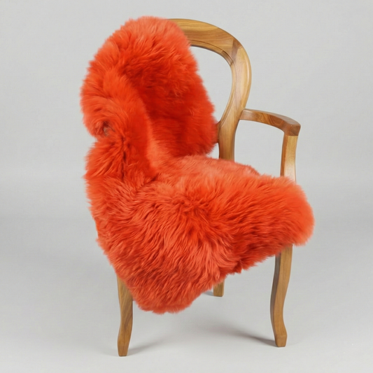 Single X-Large Premium Sheepskin Rug & Throw (W65 x L100 cm), Tangerine