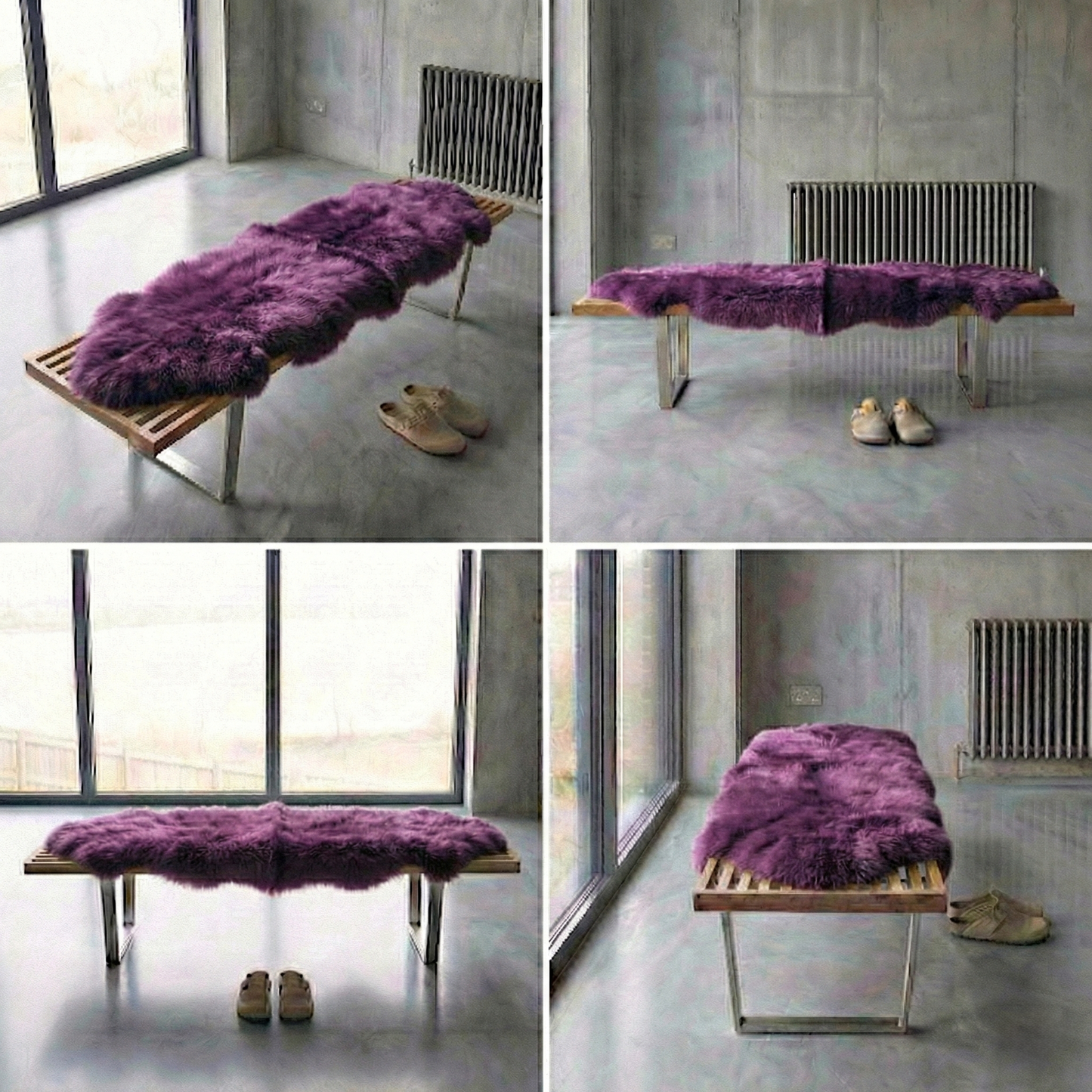 Double New Zealand Sheepskin Rug & Throw, W65 x L180 cm, Purple