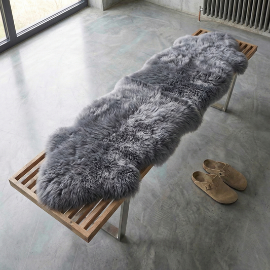 Double New Zealand Sheepskin Rug & Throw, W65 x L180 cm, Grey