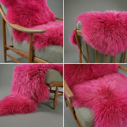 Double New Zealand Sheepskin Rug & Throw, W65 x L180 cm, Fuchsia