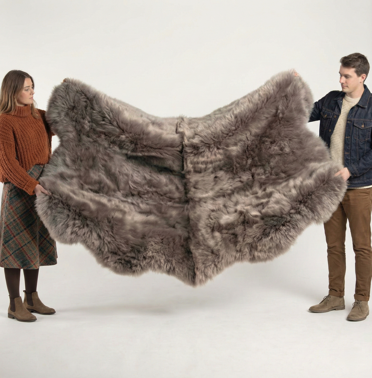 Sexto New Zealand Sheepskin Rug & Throw, 6-Pelt, X-Large, L180 x W150 cm, Taupe