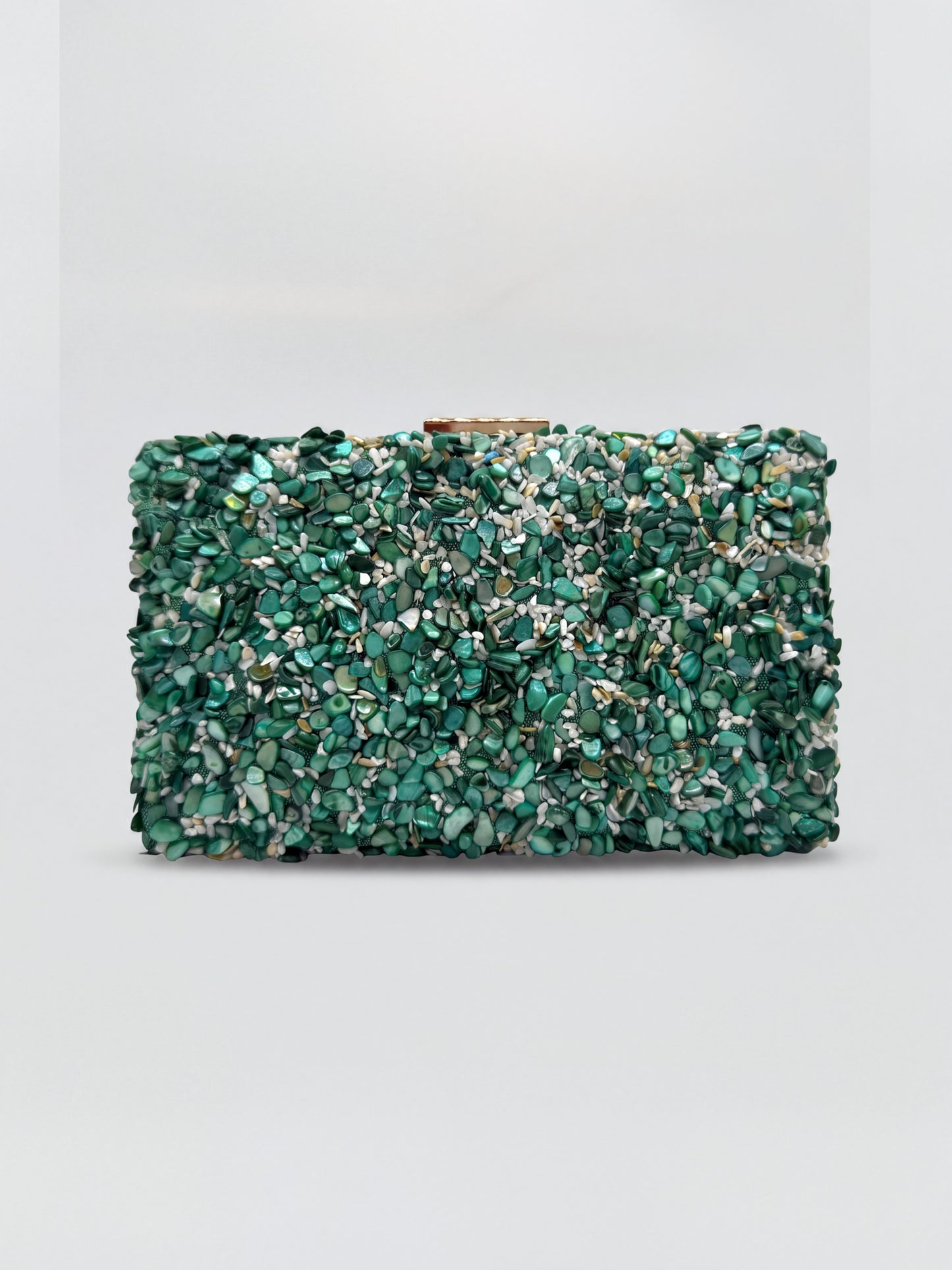Gemma Natural Stone Box Clutch by Clemés in Turquoise on light grey studio background