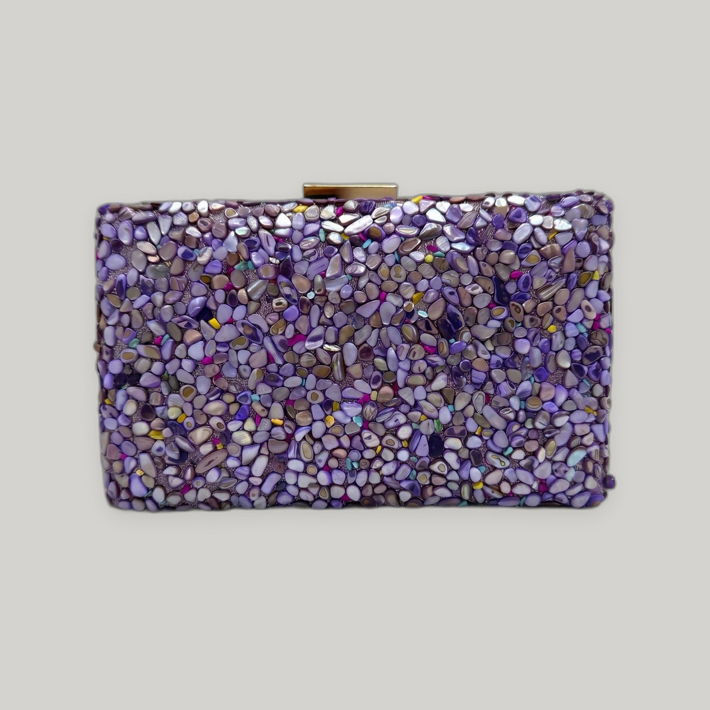 Gemma Natural Stone Box Clutch by Clemés in Violet on light grey studio background