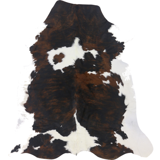 Premium Natural Brazilian Cowhide Tri Colour Brindle Large HN-23244 - top view on white background