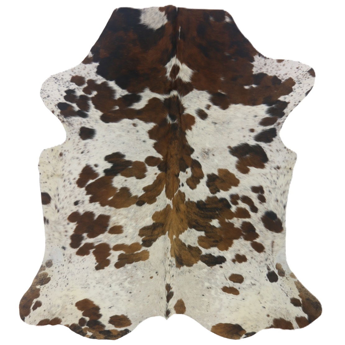 Premium Natural Brazilian Cowhide Tri Colour Brindle Large HN-23317 - top view on white background