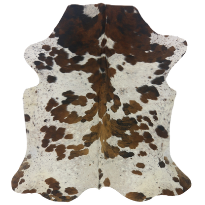 Premium Natural Brazilian Cowhide Tri Colour Brindle Large HN-23317 - top view on white background