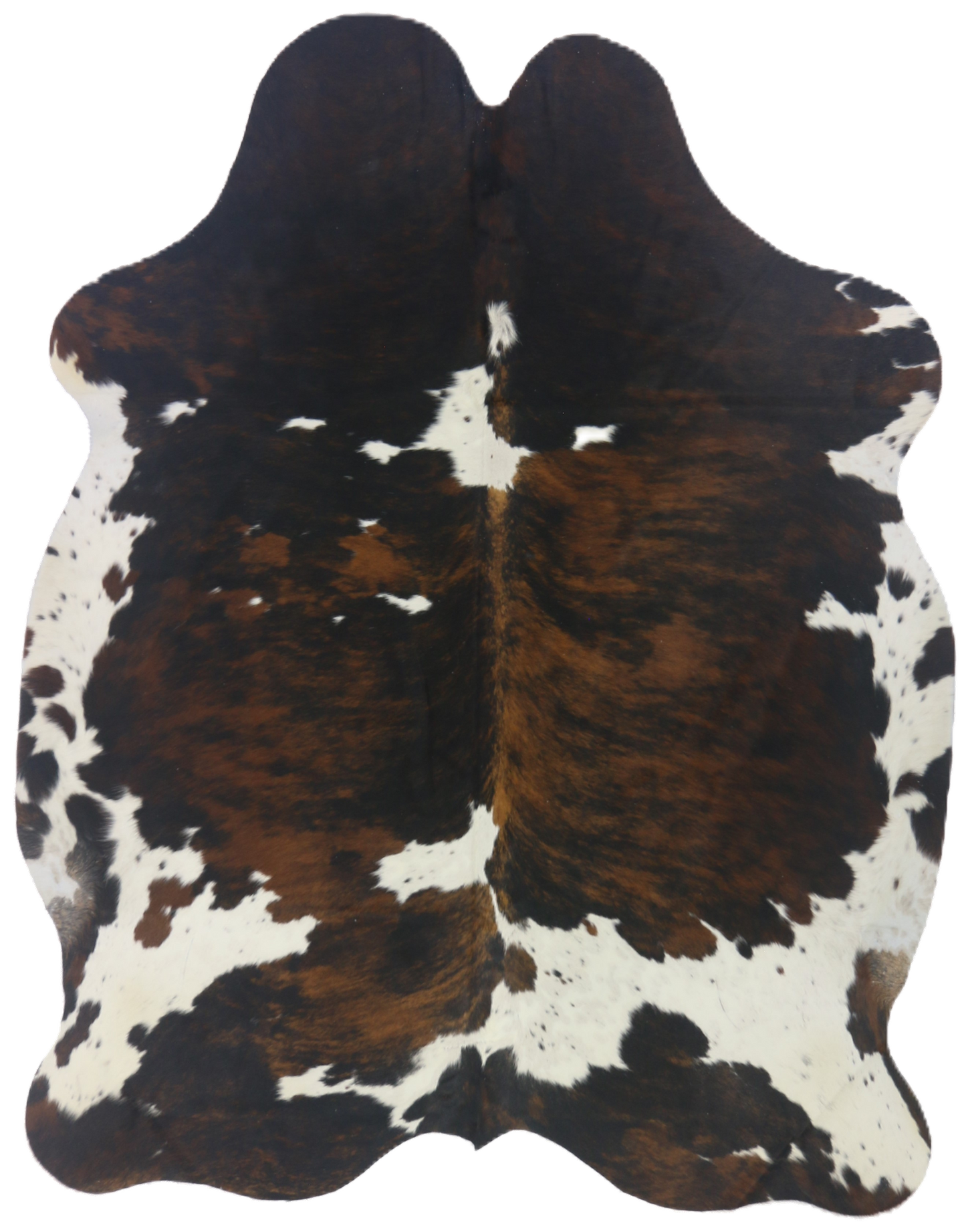 Premium Natural Brazilian Cowhide Tri Colour Brindle Large 3.5–3.9 m²