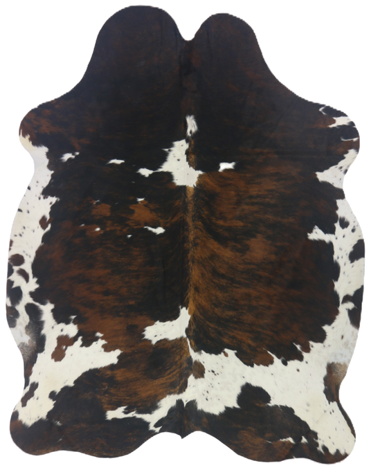 Premium Natural Brazilian Cowhide Tri Colour Brindle Large 3.5–3.9 m²