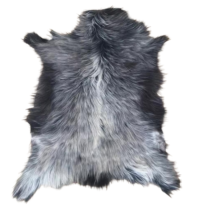 Natural Premium Argentine Criollo Long Hair Goatskin 85 x  70 cm, Grey