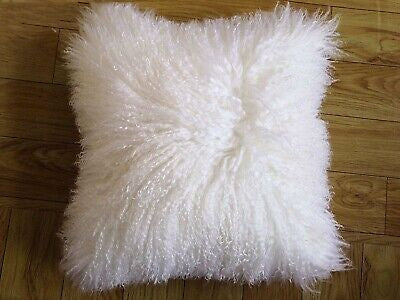 Natural Premium Mongolian Tibetan Sheepskin Cushion, 40 x 40 cm