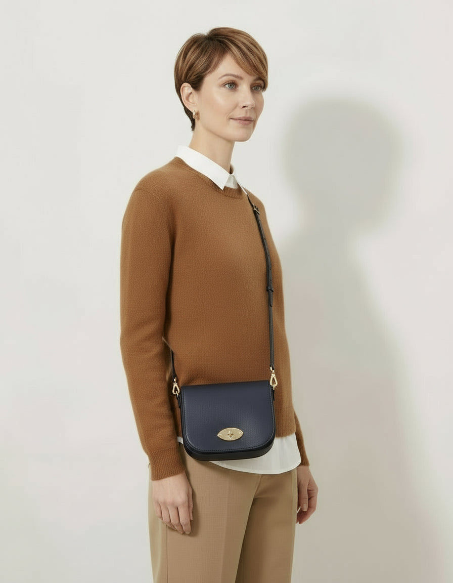 Chiara Genuine Leather Crossbody Bag with Metal Clasp by Clemés
