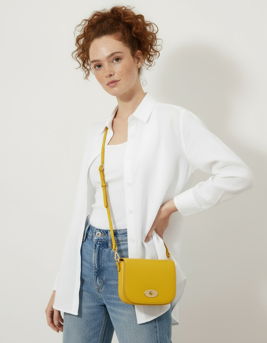 Chiara Genuine Leather Crossbody Bag with Metal Clasp by Clemés