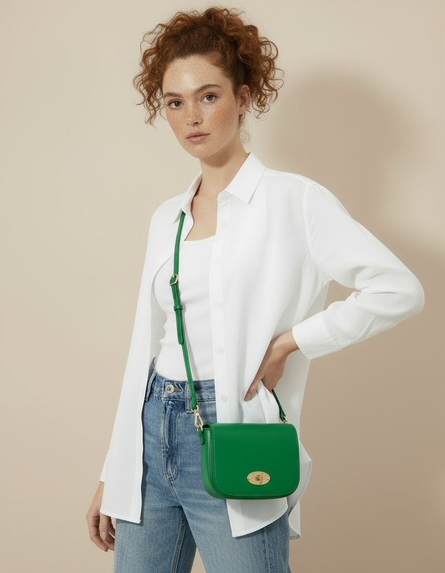 Chiara Genuine Leather Crossbody Bag with Metal Clasp by Clemés