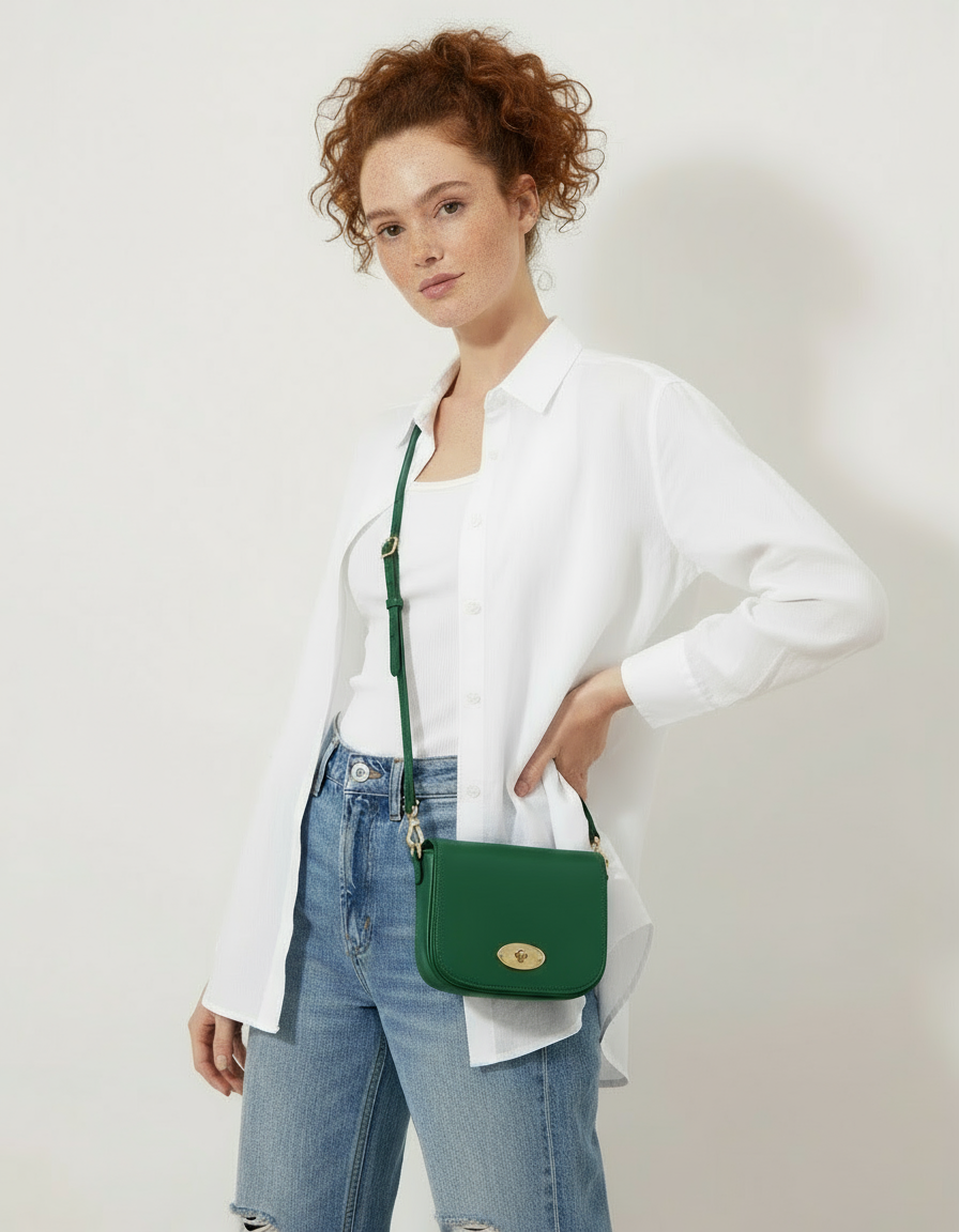 Chiara Genuine Leather Crossbody Bag with Metal Clasp by Clemés