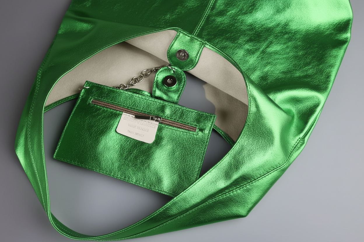 Silvia Metallic Suede Leather Slouch Shoulder Bag by Clemés (7 Colours)