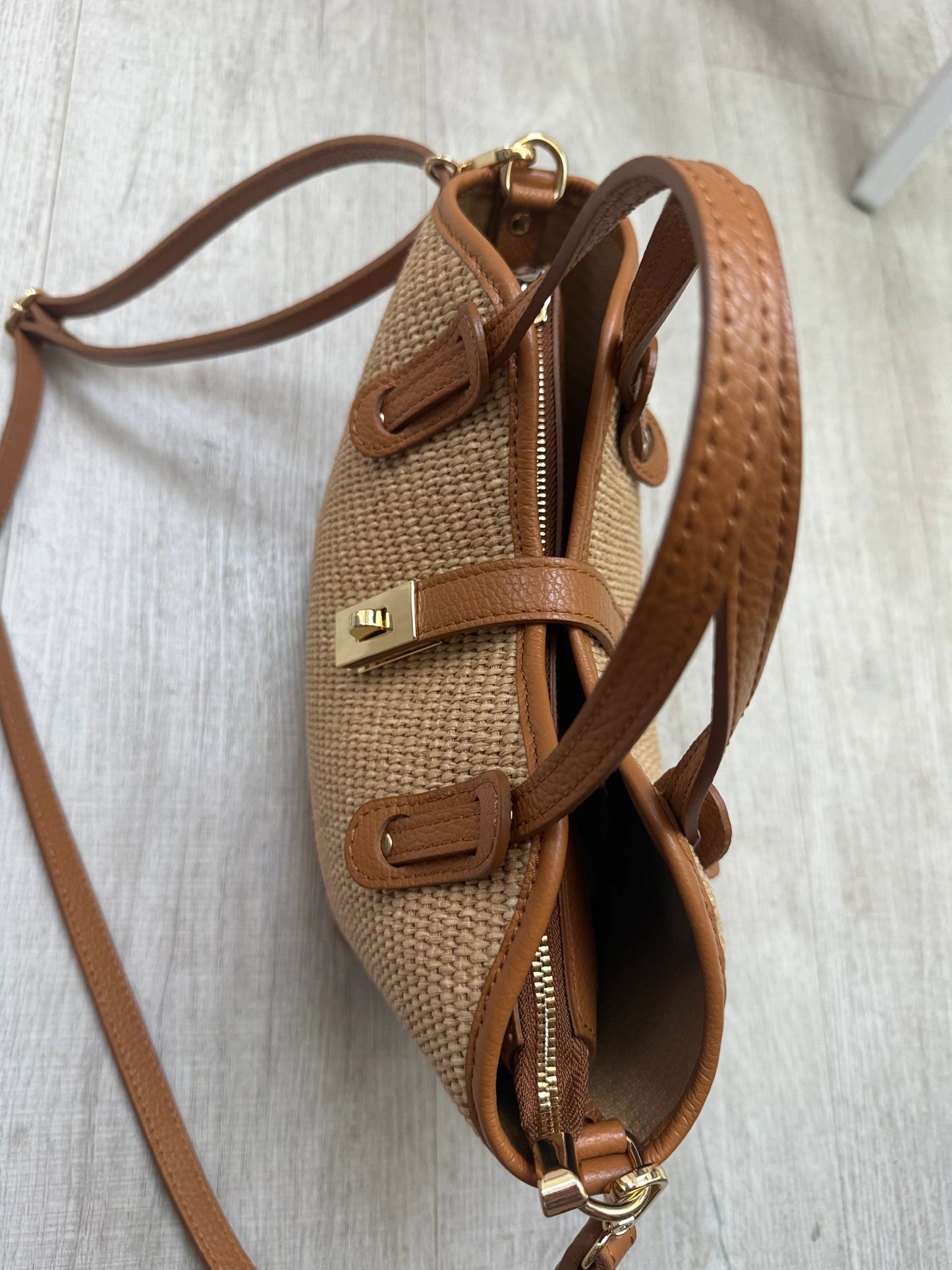 The Sorrento Raffia & Leather Tote by Clemés