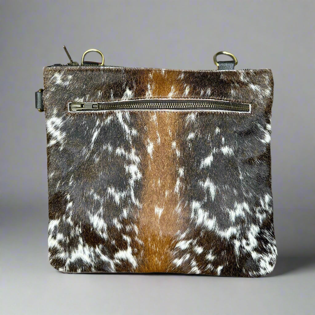 Natural Cowhide Double-Sided Crossbody Bag, Large (26 x 23 cm)