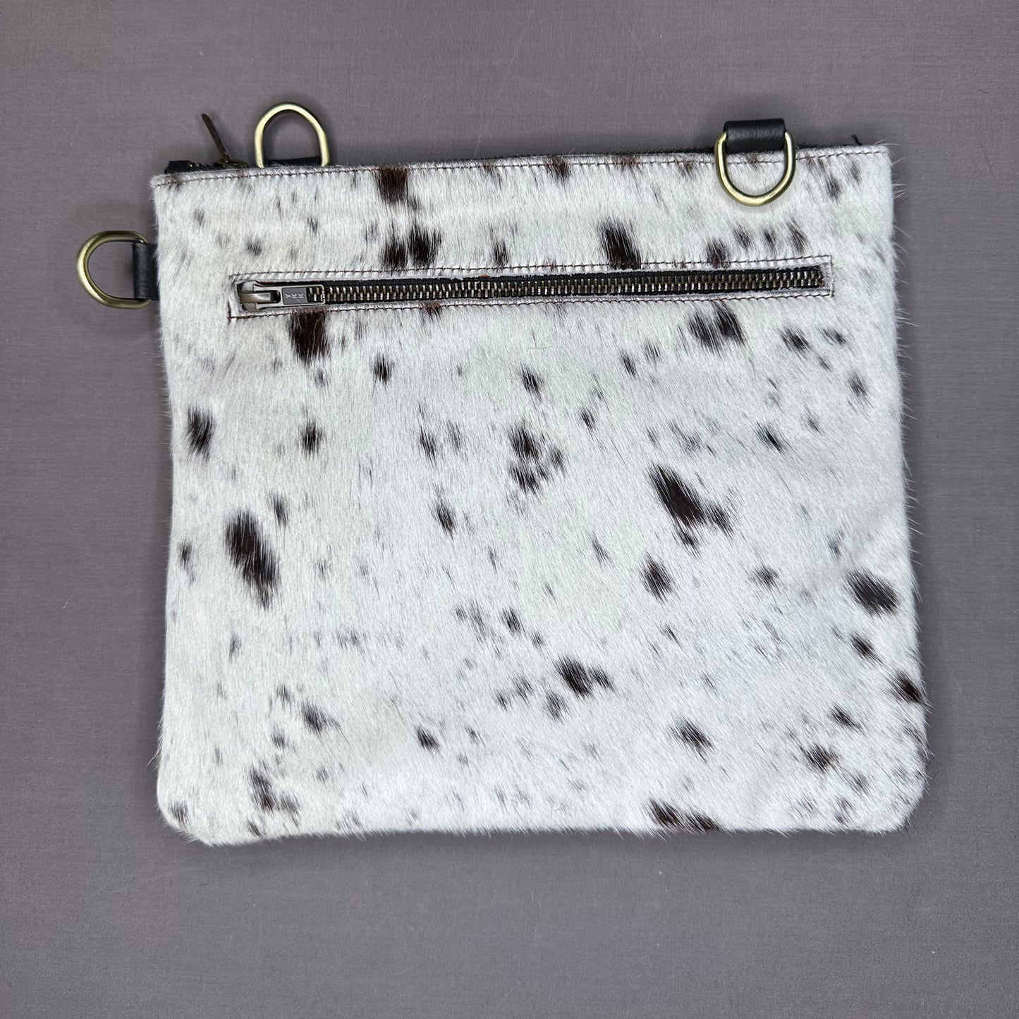 Natural Cowhide Double-Sided Crossbody Bag, Large (26 x 23 cm)