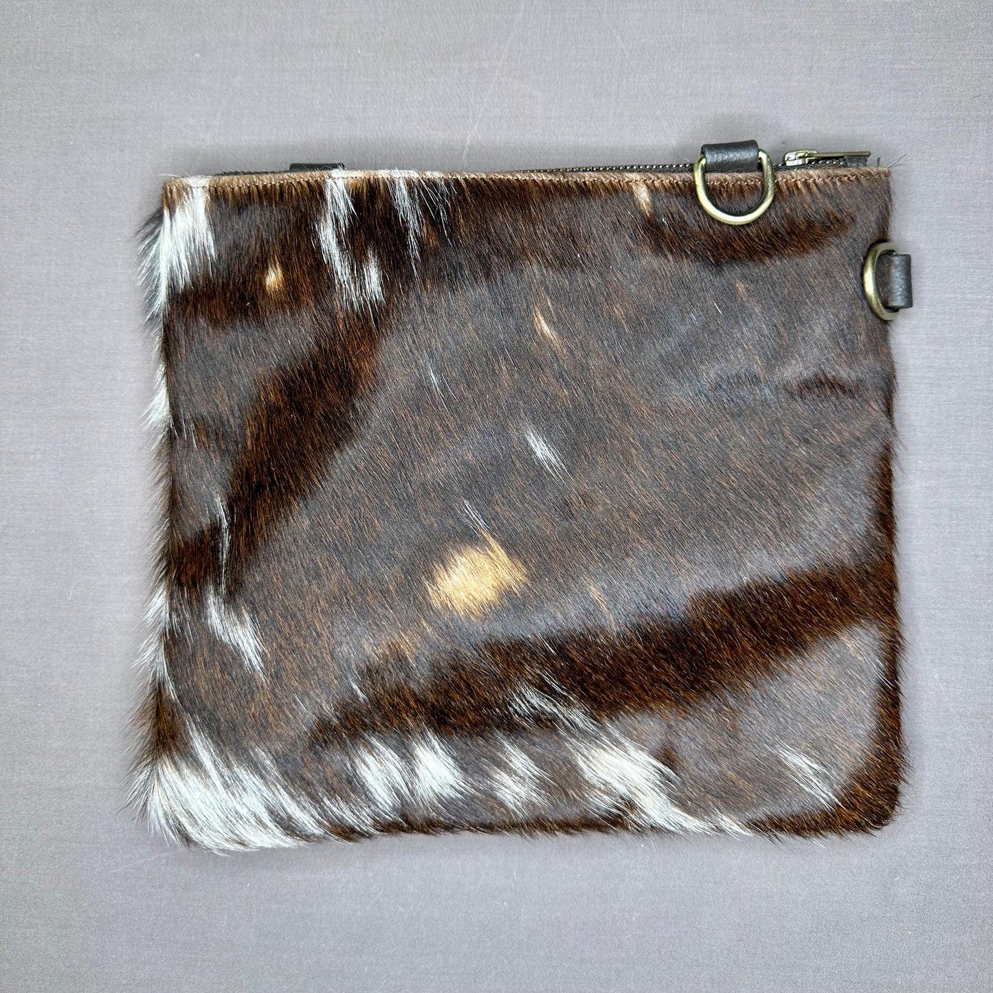 Natural Cowhide Double-Sided Crossbody Bag, Large (26 x 23 cm)