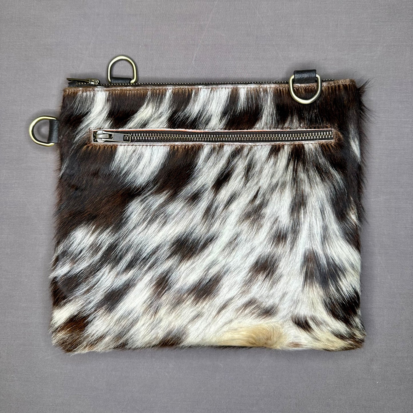 Natural Cowhide Double-Sided Crossbody Bag, Large (26 x 23 cm)