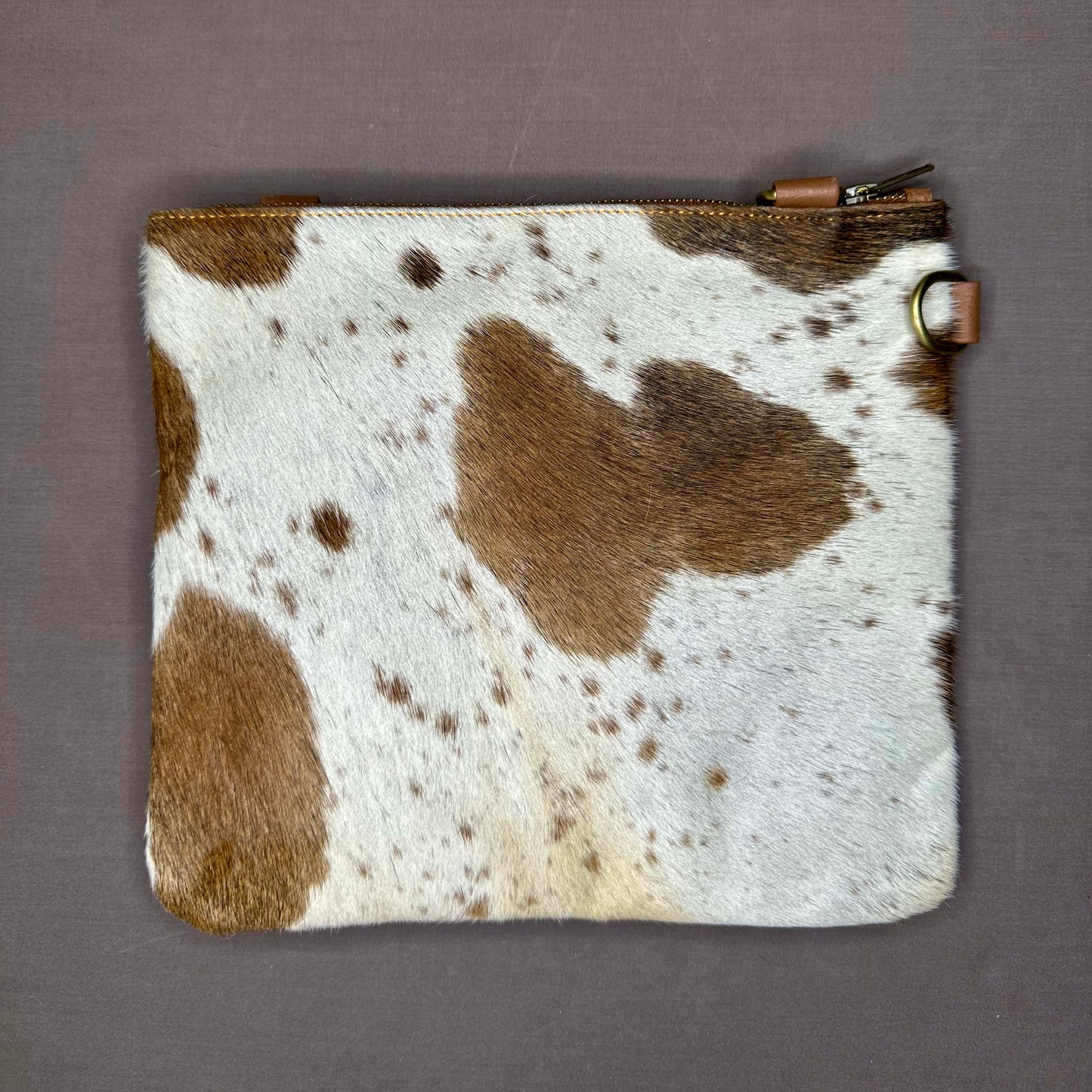 Natural Cowhide Double-Sided Crossbody Bag, Large (26 x 23 cm)