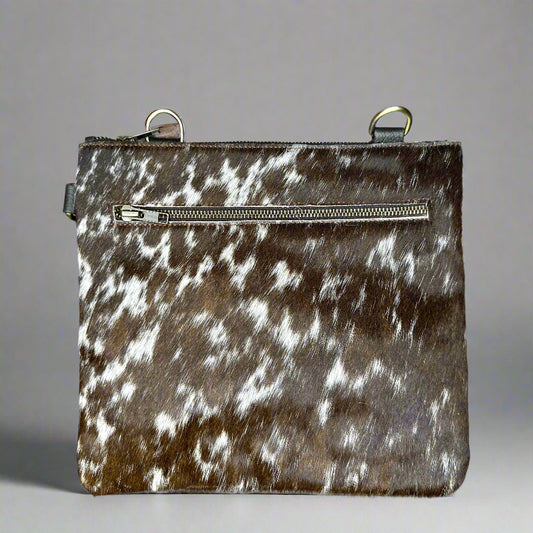 Natural Cowhide Double-Sided Crossbody Bag, Large (26 x 23 cm)