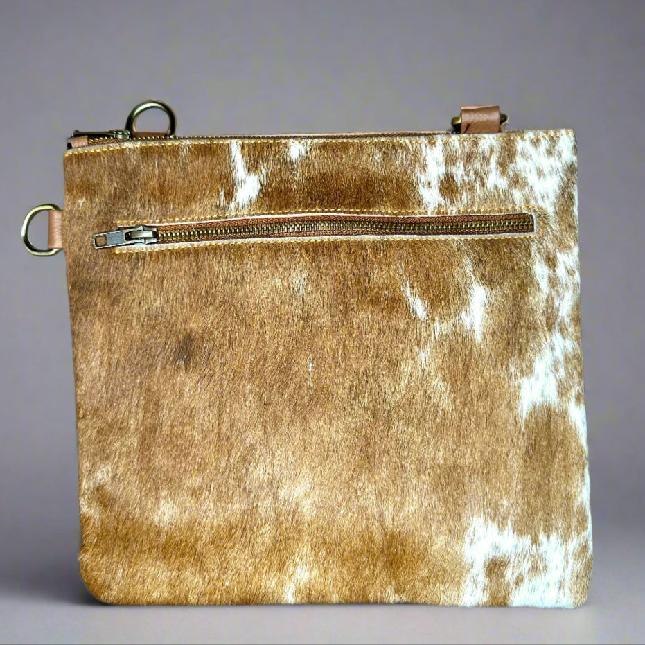 Natural Cowhide Double-Sided Crossbody Bag, Large (26 x 23 cm)