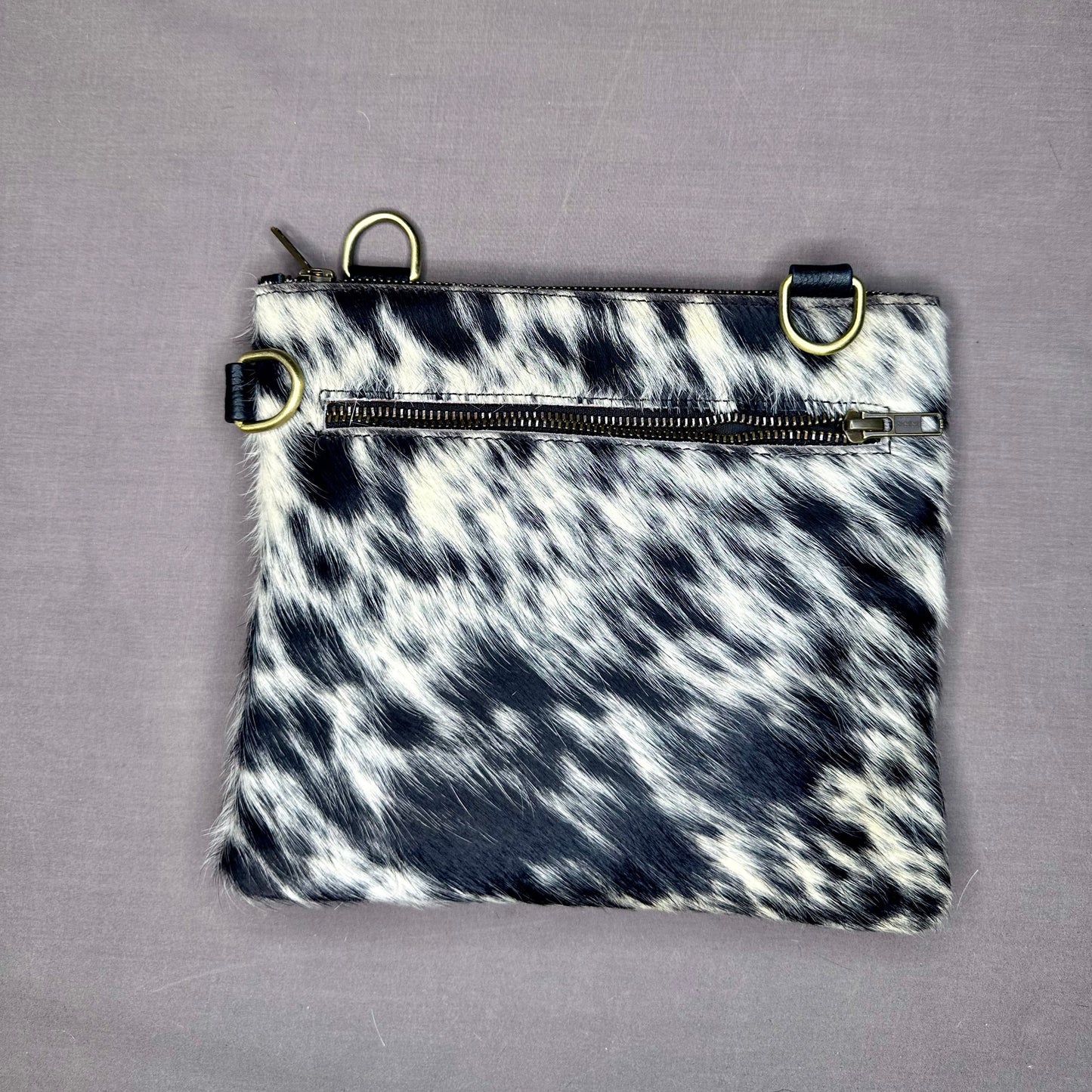 Natural Cowhide Double-Sided Crossbody Bag, Medium (23 x 21 cm)