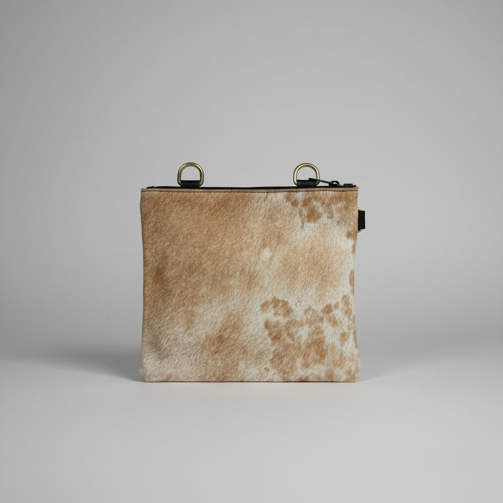 Natural Cowhide Double-Sided Crossbody Bag, Medium (23 x 21 cm)