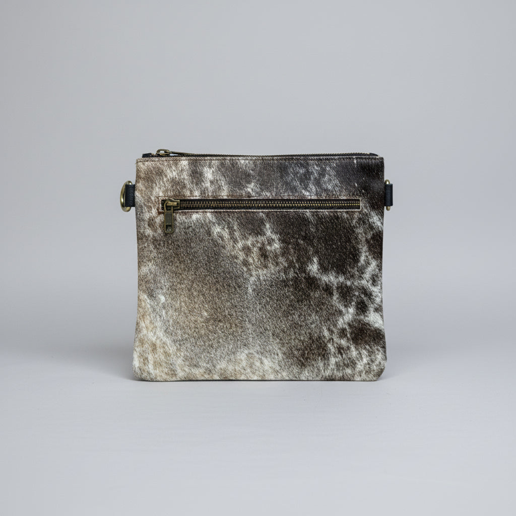 Natural Cowhide Double-Sided Crossbody Bag, Medium (23 x 21 cm)