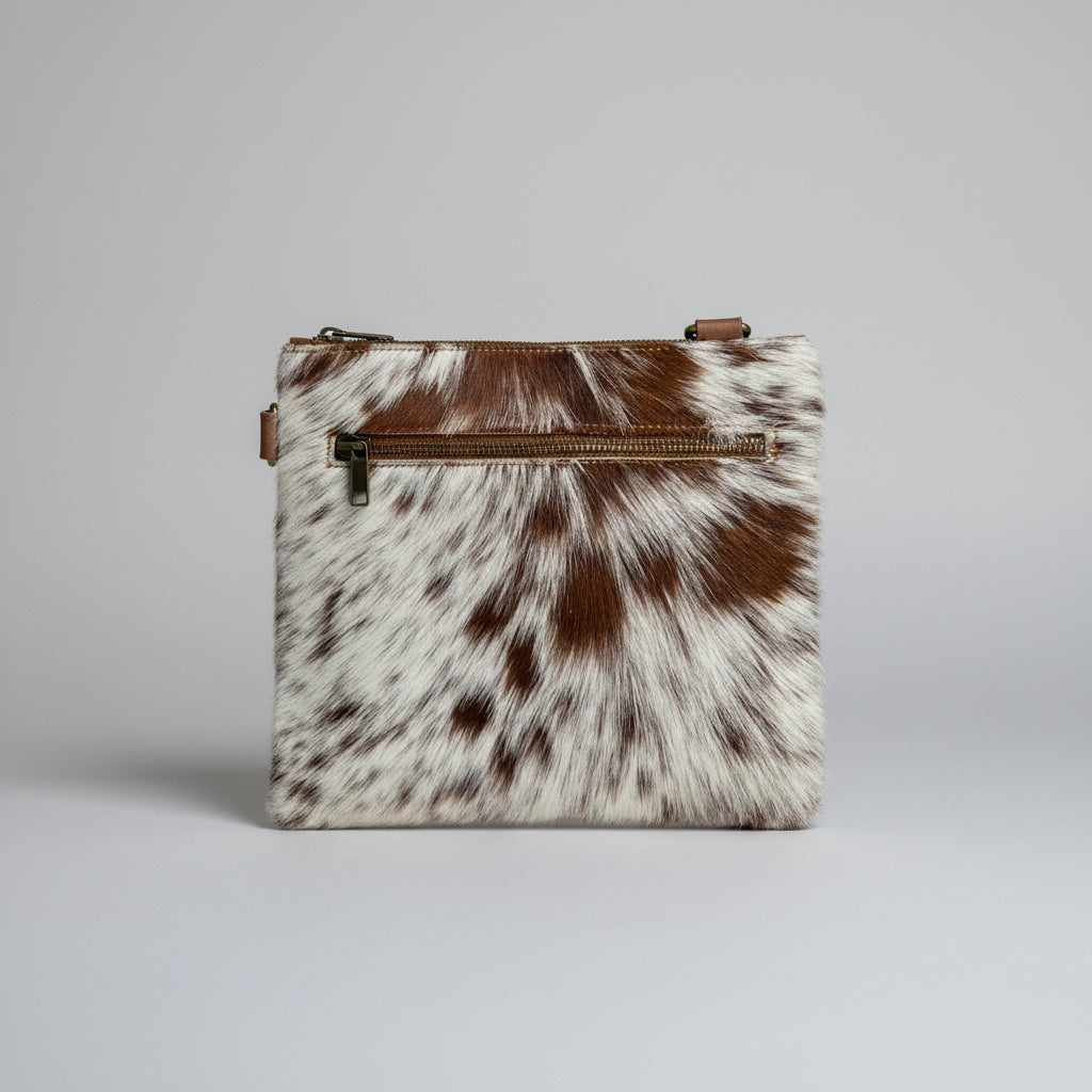 Natural Cowhide Double-Sided Crossbody Bag, Medium (23 x 21 cm)