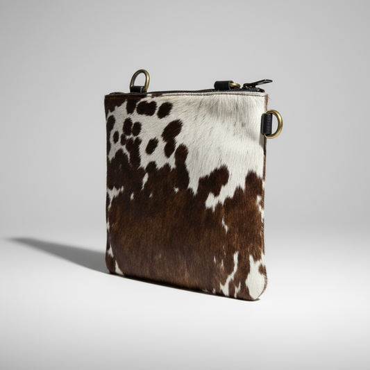 Natural Cowhide Double-Sided Crossbody Bag, Medium (23 x 21 cm)