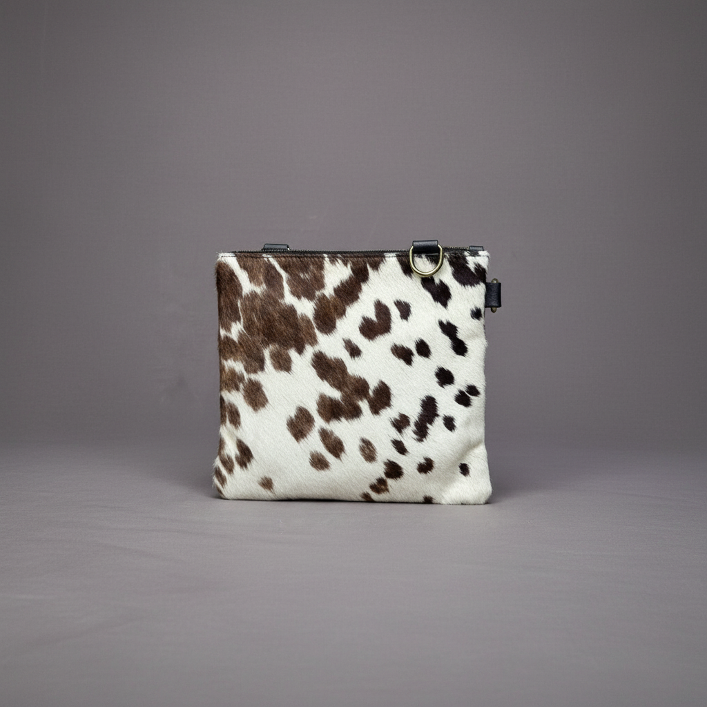 Natural Cowhide Double-Sided Crossbody Bag, Medium (23 x 21 cm)
