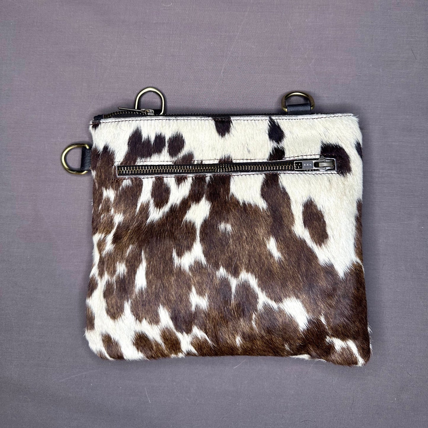 Natural Cowhide Double-Sided Crossbody Bag, Medium (23 x 21 cm)
