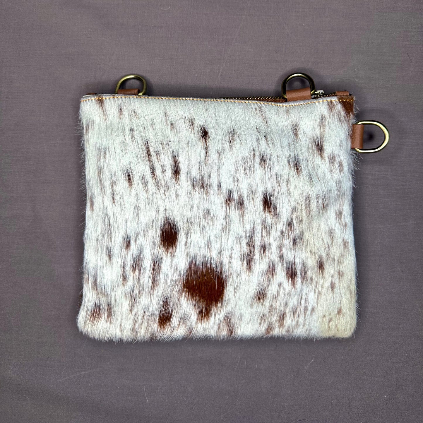 Natural Cowhide Double-Sided Crossbody Bag, Medium (23 x 21 cm)
