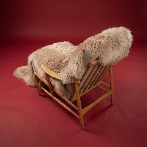 Double New Zealand Sheepskin Rug & Throw, 2-Pelt, Medium, L180 x W65 cm, Oyster (Cloud Dancer)