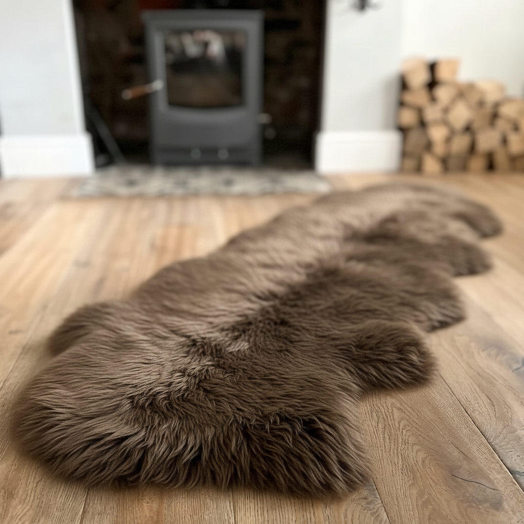 Natural Premium New Zealand Sheepskin Rug & Throw, Double, W65 x L180 cm (Chocolate)