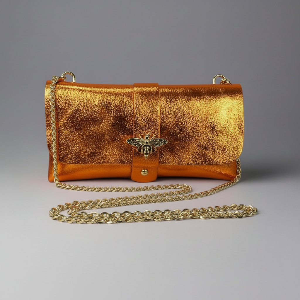 Anima Suede Leather Metallic Clutch Shoulder Bag by Clemés (7 Colours)