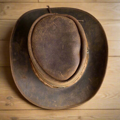 Genuine Leather Western Cowboy Hat, Pioneer, Mocha