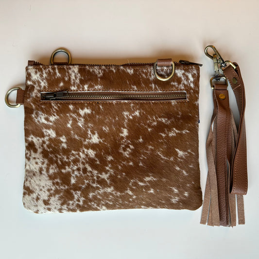 Natural Cowhide Double-Sided Crossbody Bag 23 x 20 cm