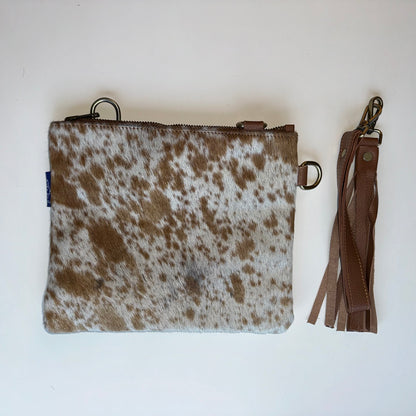 Natural Cowhide Double-Sided Crossbody Bag 23 x 20 cm