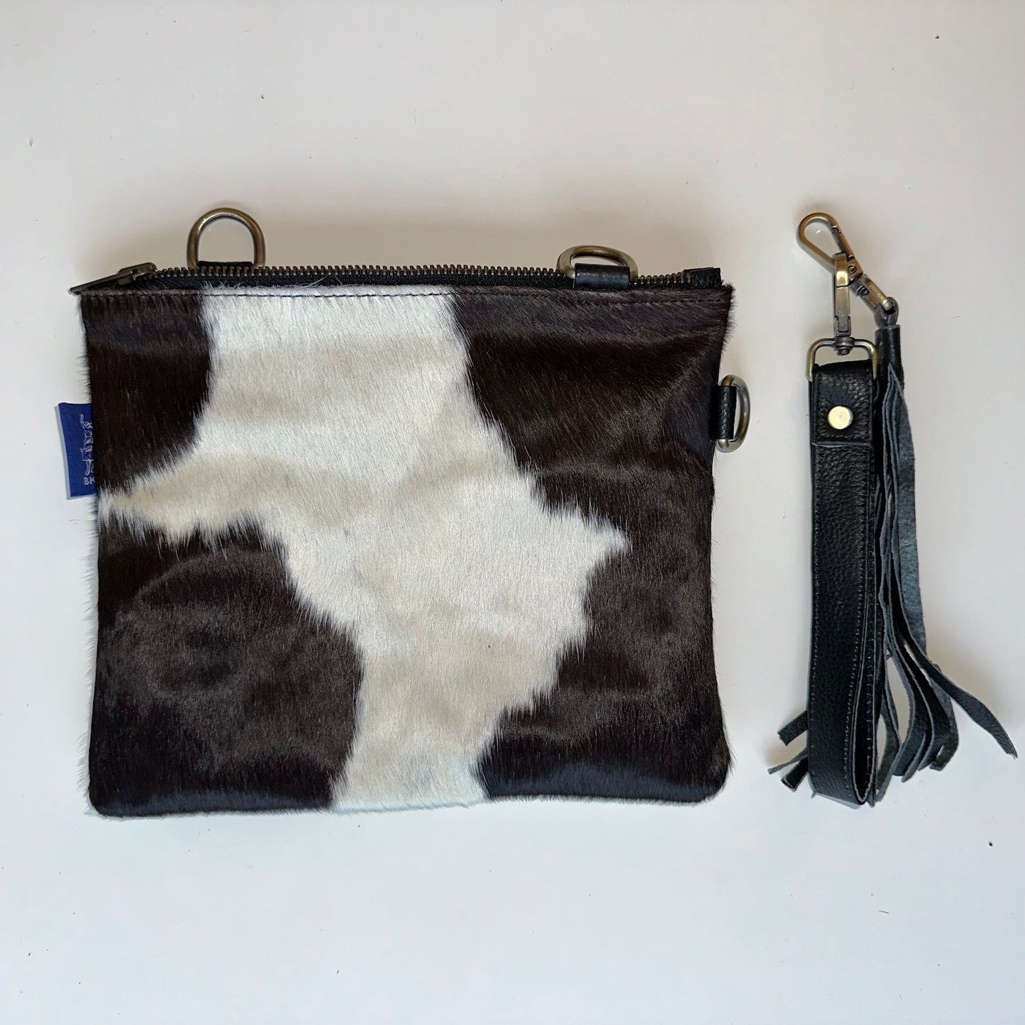 Natural Cowhide Double-Sided Crossbody Bag 23 x 20 cm