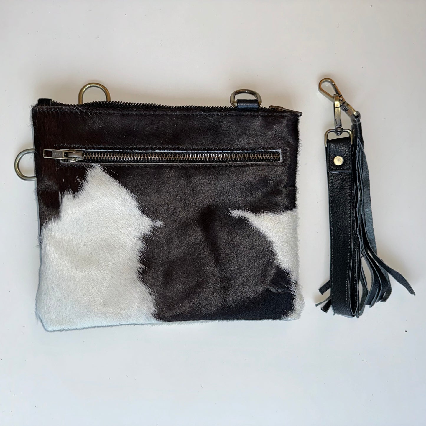 Natural Cowhide Double-Sided Crossbody Bag 23 x 20 cm