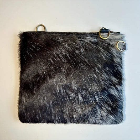 Natural Cowhide Double-Sided Crossbody Bag, Large (26 x 23 cm)