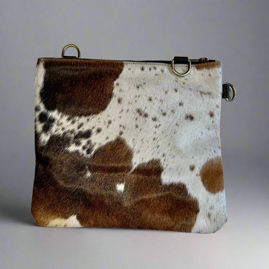 Natural Cowhide Double-Sided Crossbody Bag, Large (26 x 23 cm)