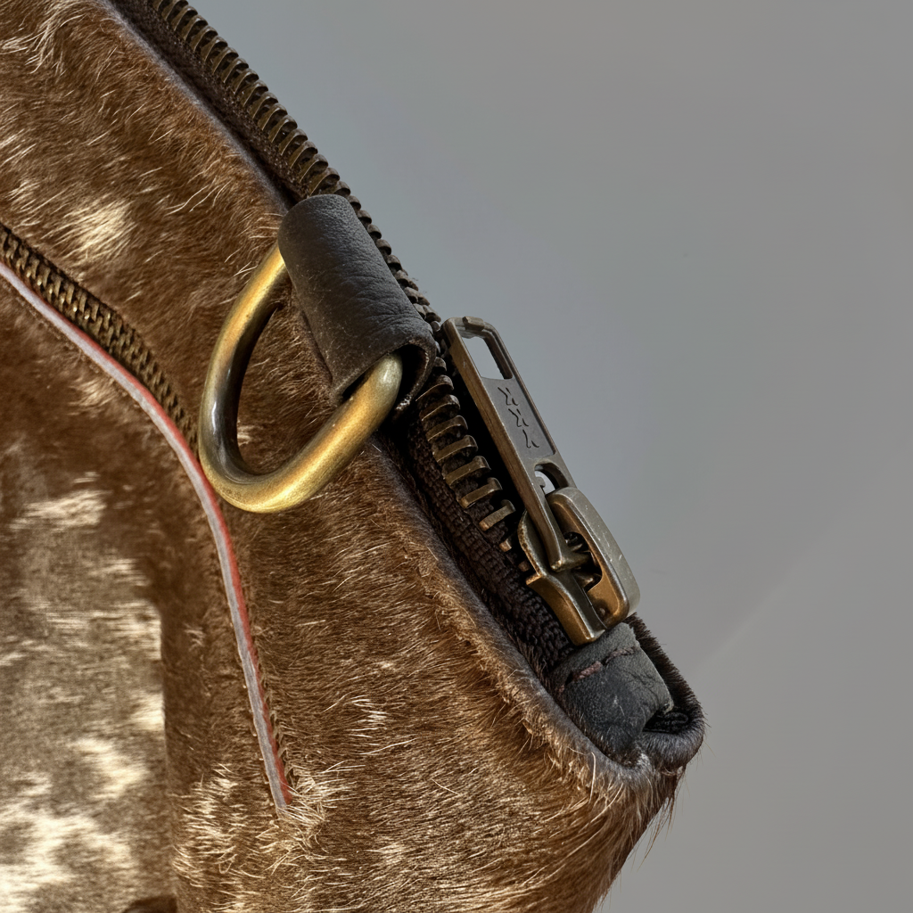 Natural Cowhide Double-Sided Crossbody Bag, Large (26 x 23 cm)