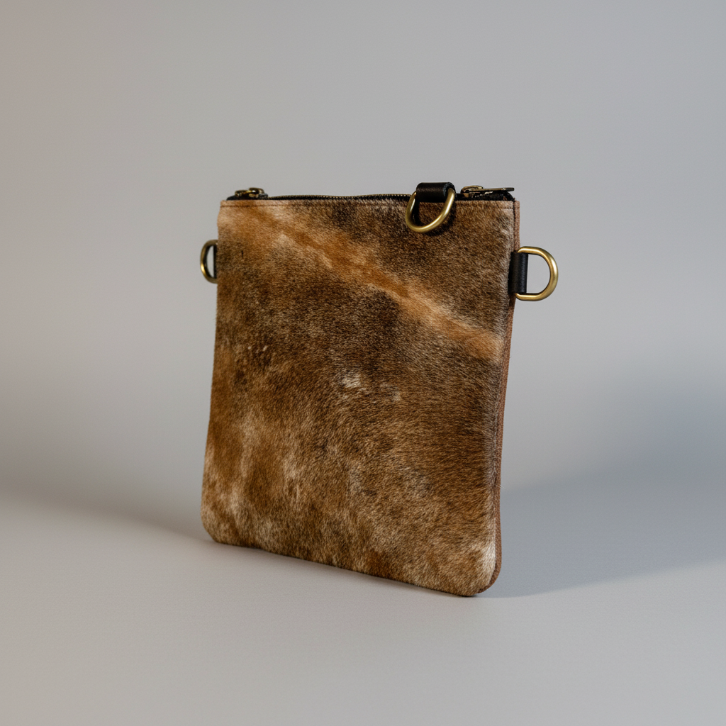 Natural Cowhide Double-Sided Crossbody Bag, Medium (23 x 21 cm)