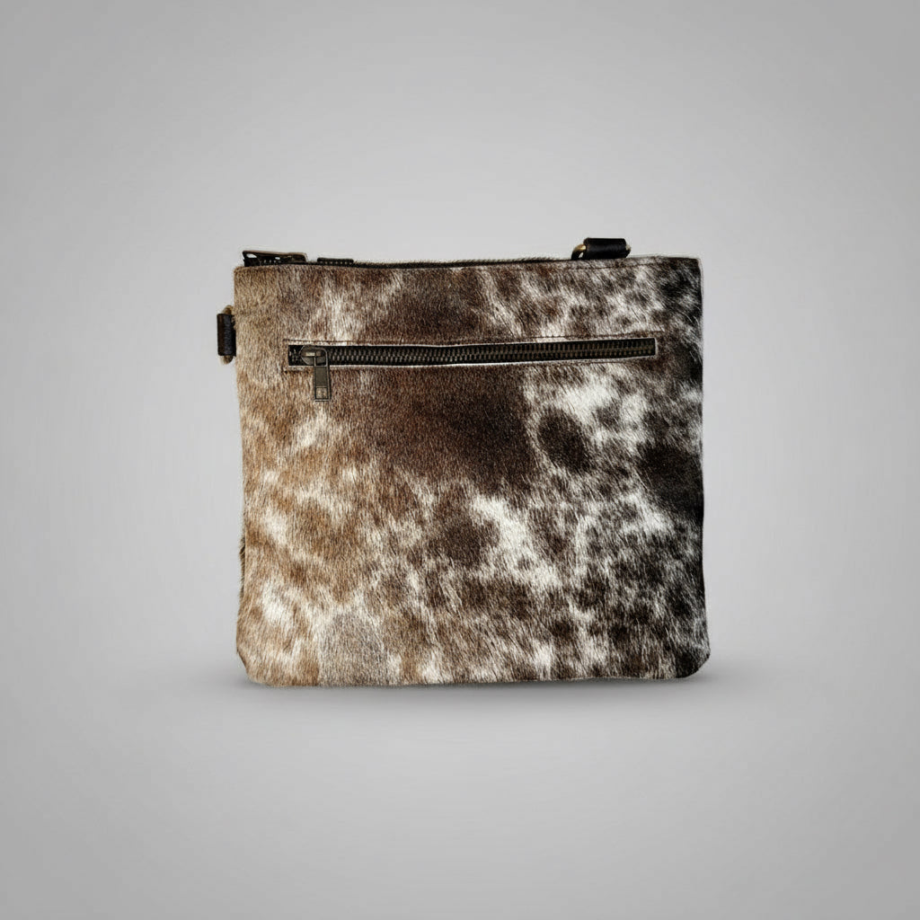 Natural Cowhide Double-Sided Crossbody Bag, Medium (23 x 21 cm)