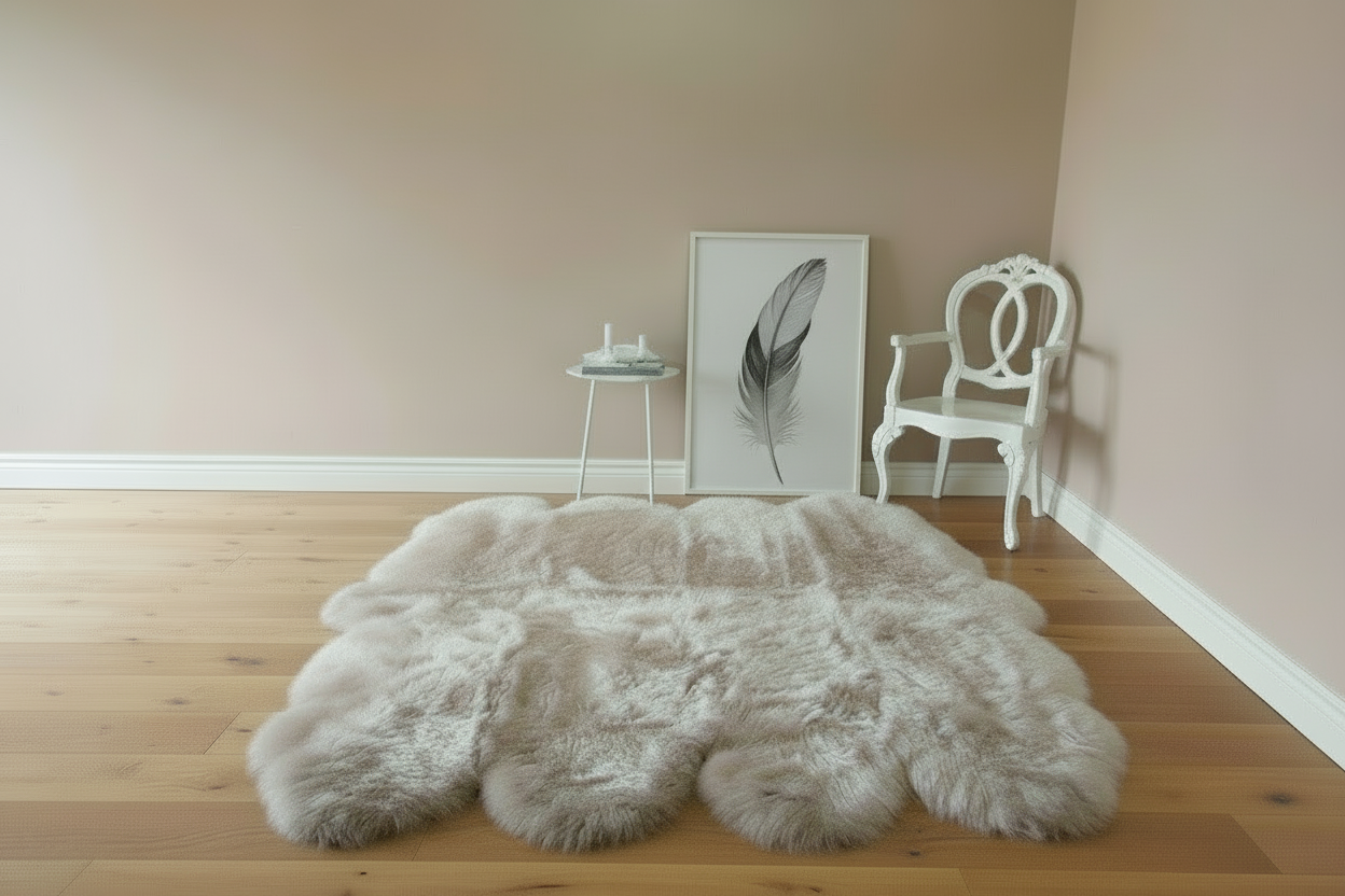 Natural Premium New Zealand Sheepskin Rug & Throw, Octo, L200 x W180 cm (3 Colours)